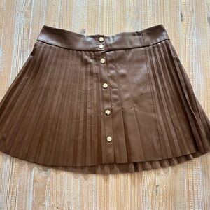 Zara Brown Skater Skirt with Gold Buttons
